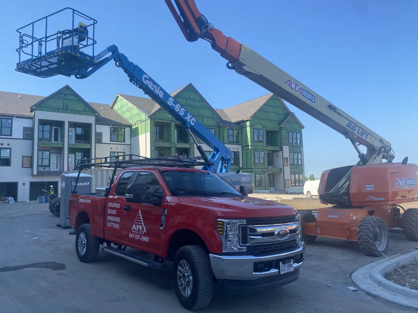 mult family construction apex exteriors truck