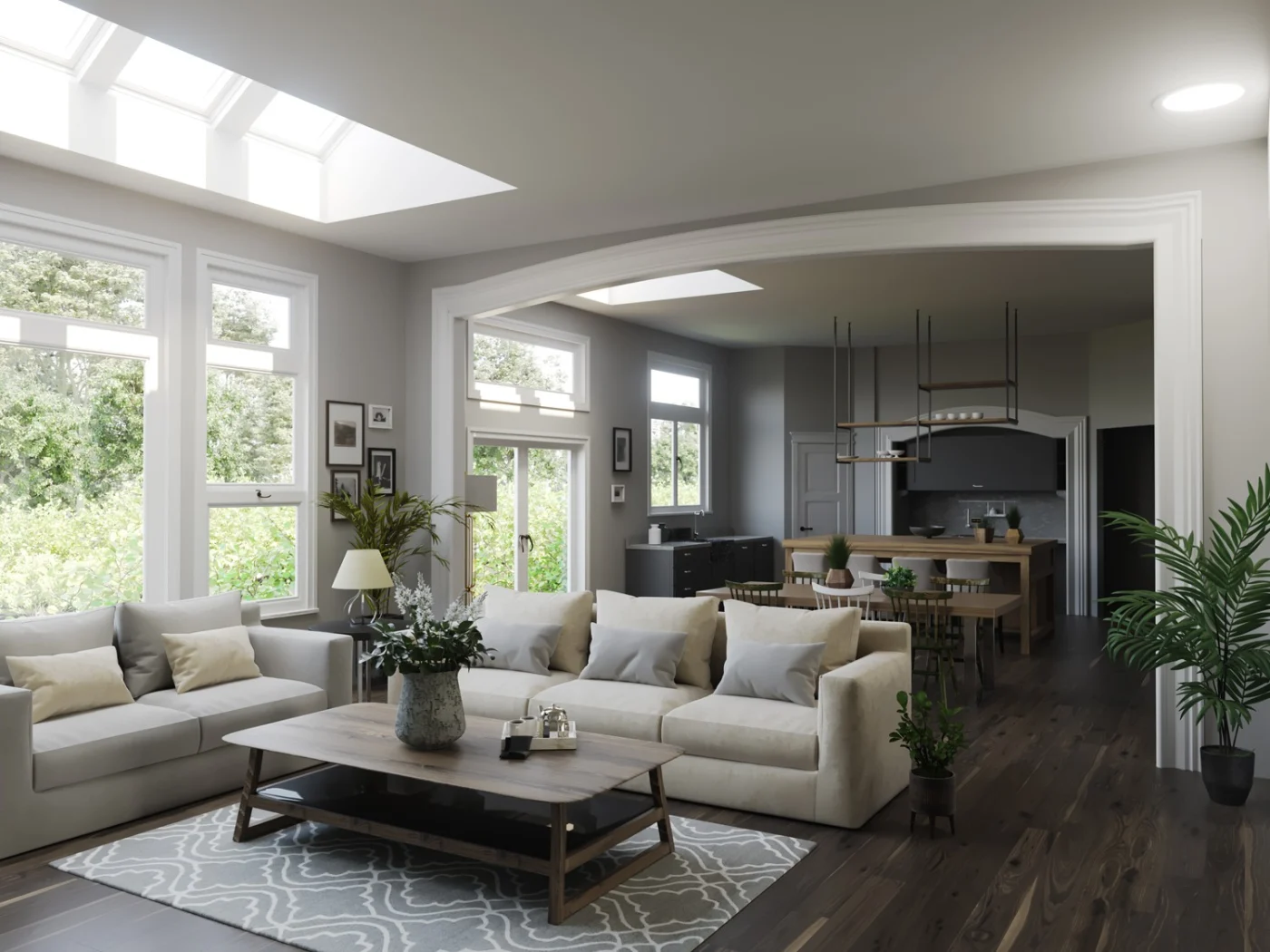 Velux Skylights And Sun Tunnel In Spacious Furnished Living Room
