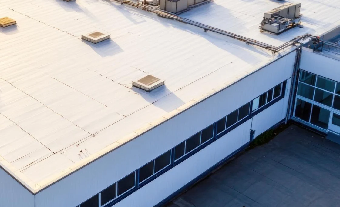 Close-up of a commercial building roof