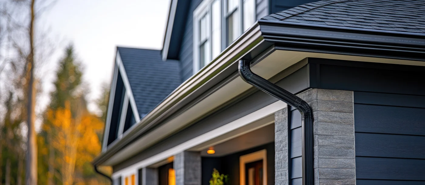 Dark gutters on a beautiful home