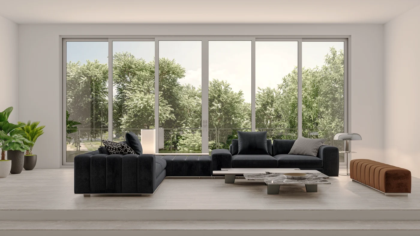Beautiful floor to ceiling windows installed in home