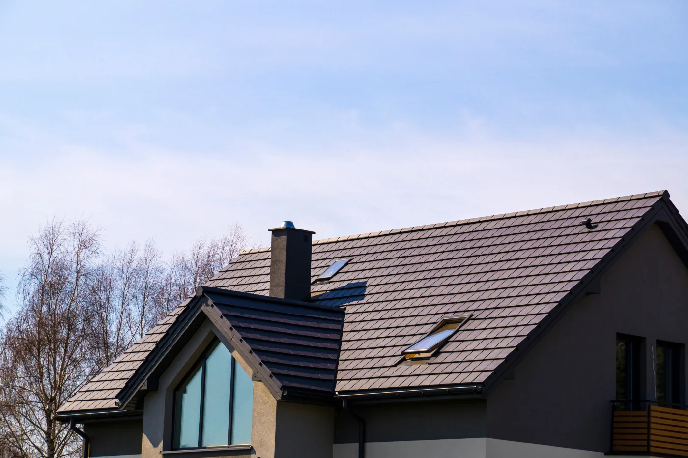 Suburban house with brand new roof