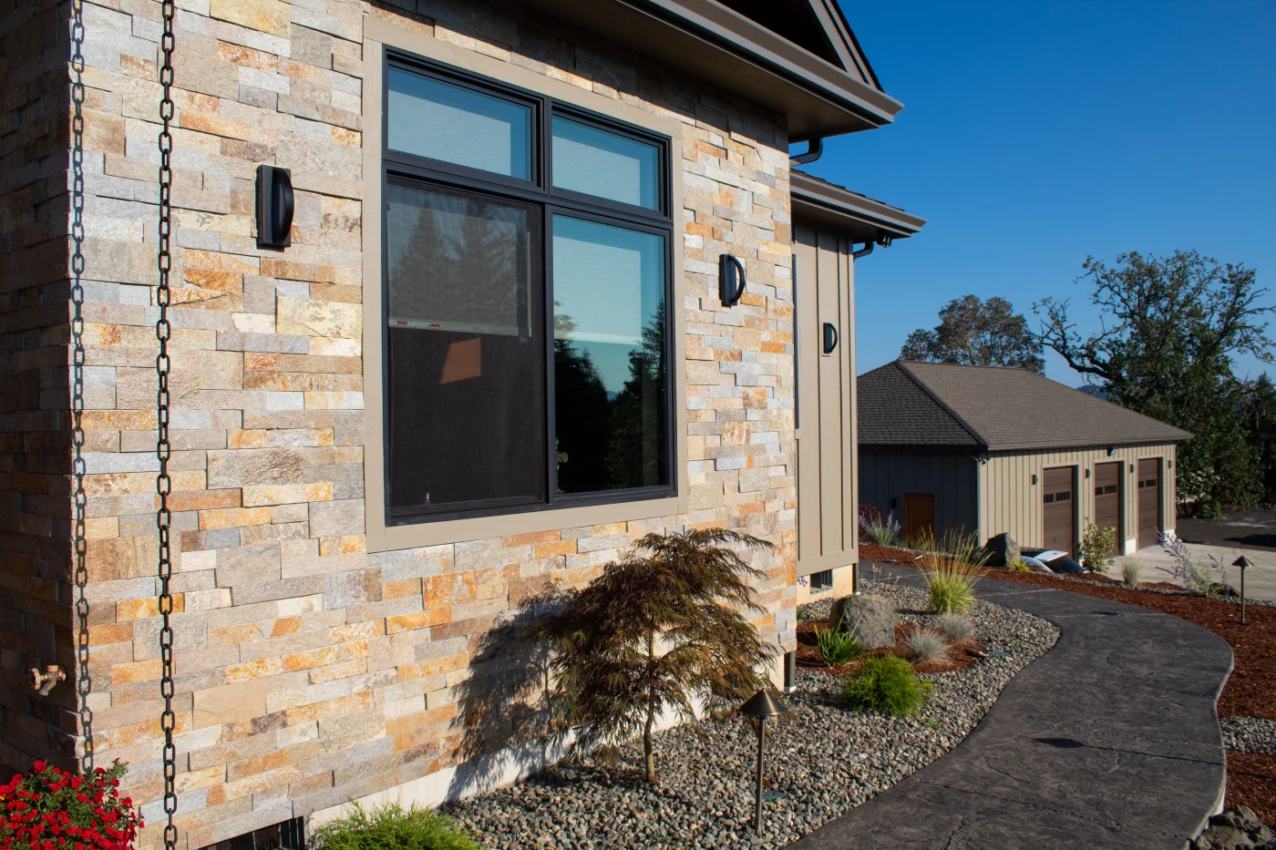 Lovely engineered stone veneer on a house