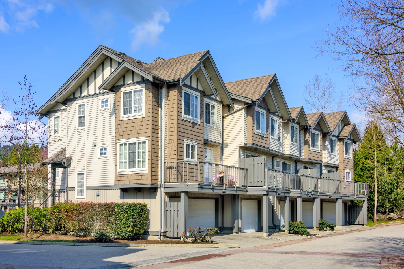 Image of townhouses with new roofs