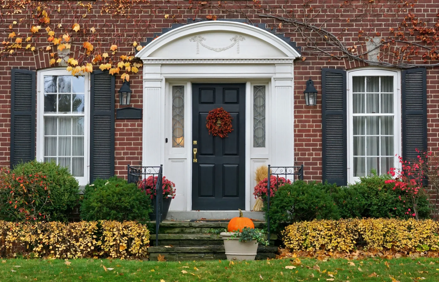 A stunning Japanese-style home with a newly installed entry door.