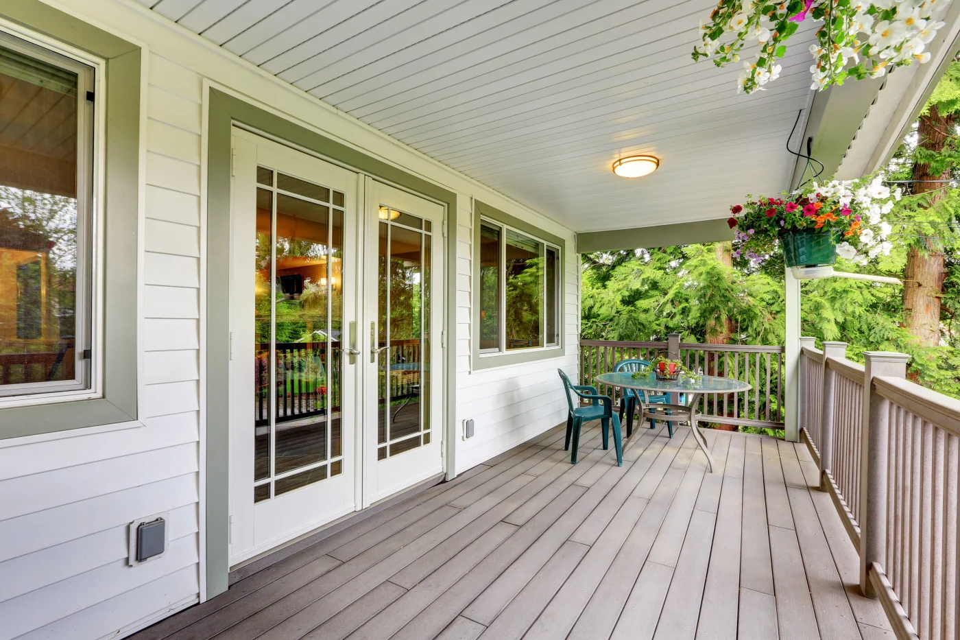 Beautiful deck with elegant patio doors and new windows