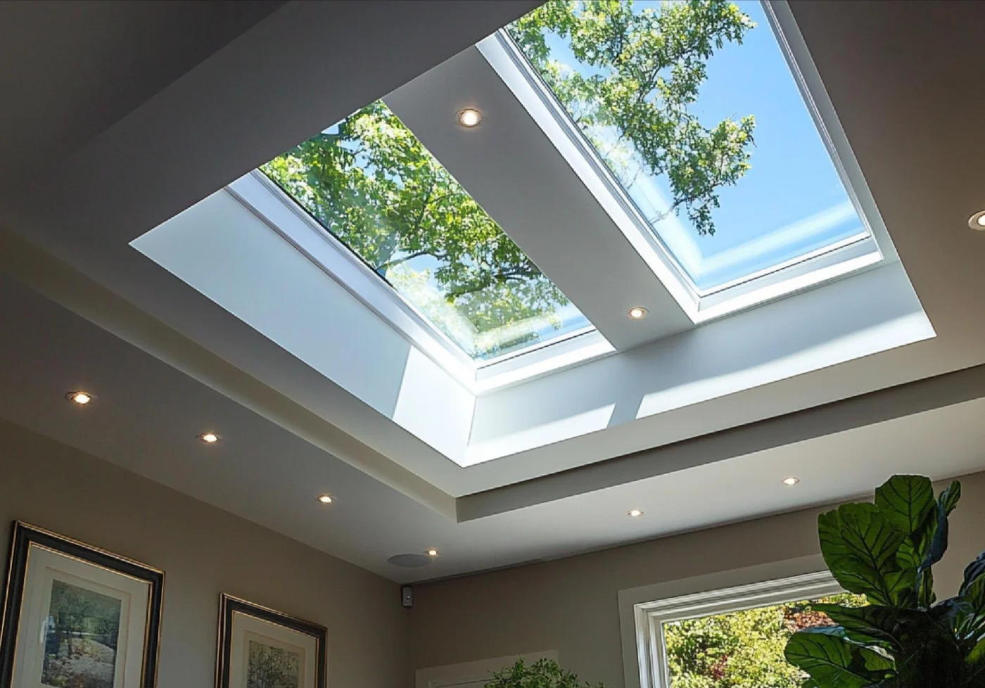 Image of a large skylight in the ceiling