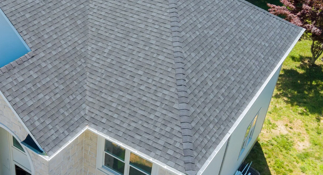 Close-up of roof corner after repairs