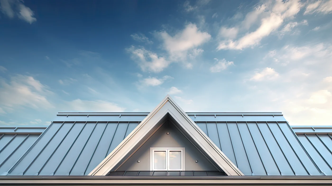 Top of home with standing seam metal roof in Glen Ellyn, IL, installed by Apex Exteriors