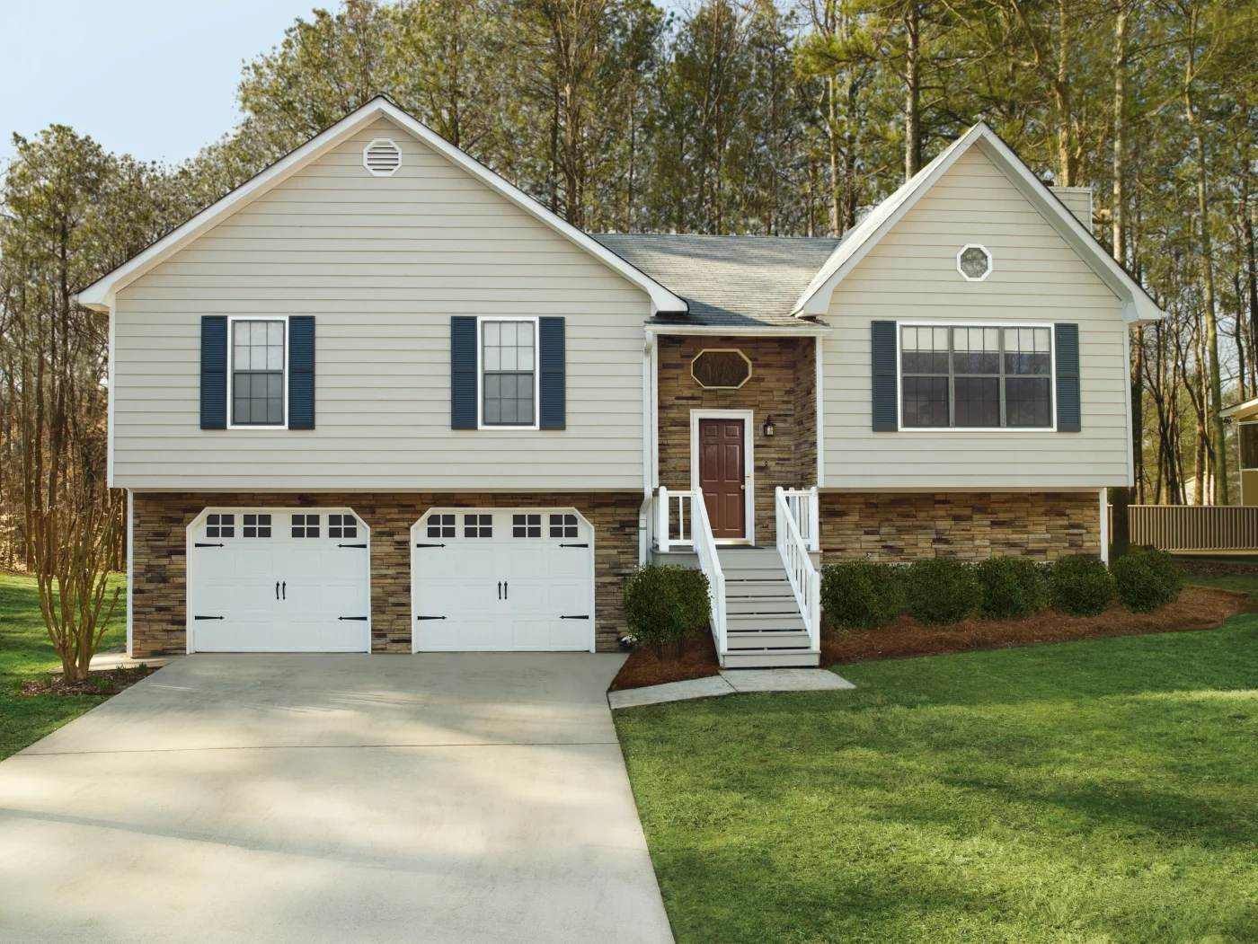 Versetta Engineered Stone Panel Siding Residential Gallery Image 4 Two Story Home Light Beige Siding