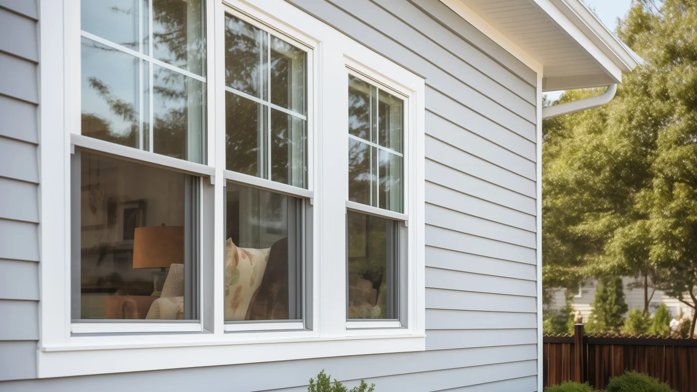 The side of a house with light blue siding in Naperville, IL by Apex Exteriors.