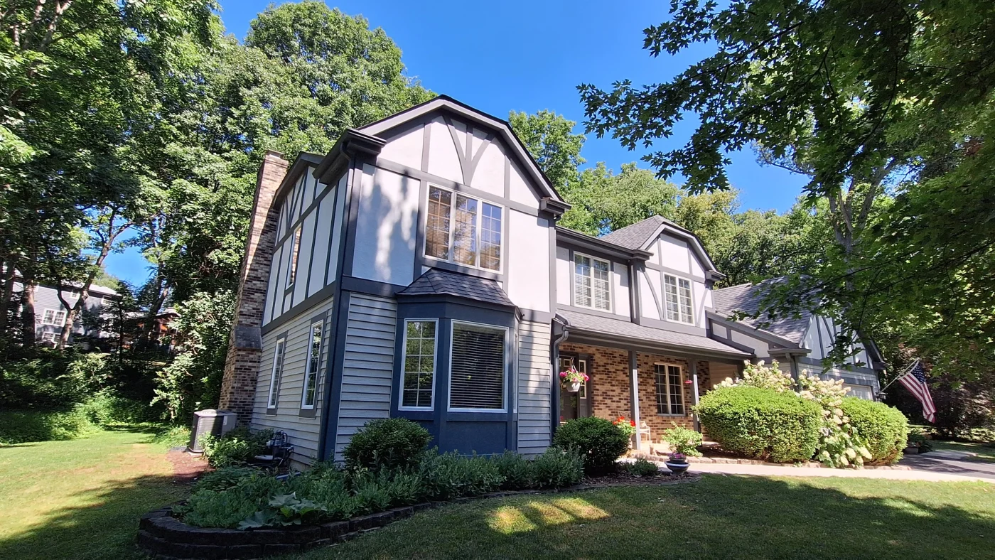 The front of a house with multiple types of siding in LaGrange, IL, by Apex Exteriors, Inc.
