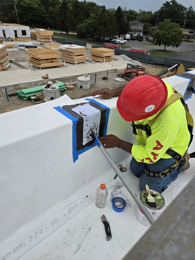 TPO commercial flat roof being installed in South Elgin, IL